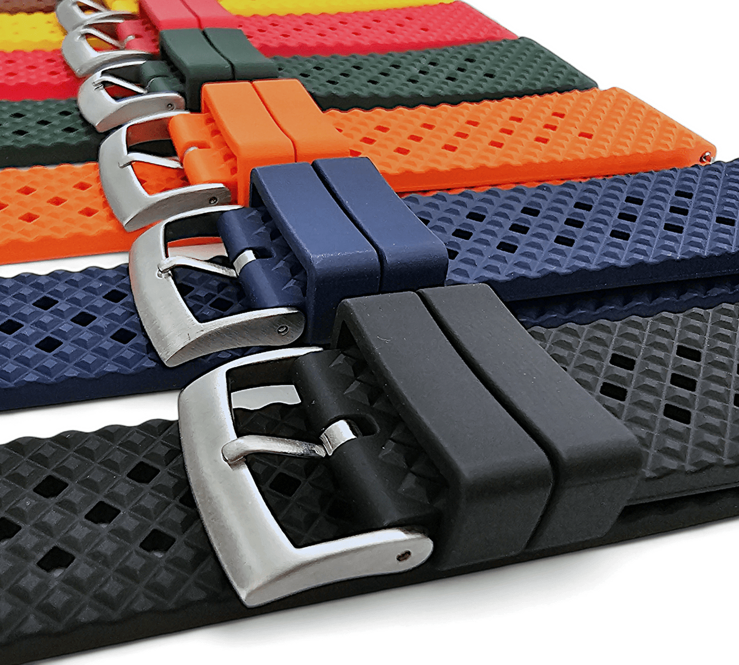 FKM Rubber Honeycomb Divers Watch Strap Band 20mm 22mm Black - Wrist Envy