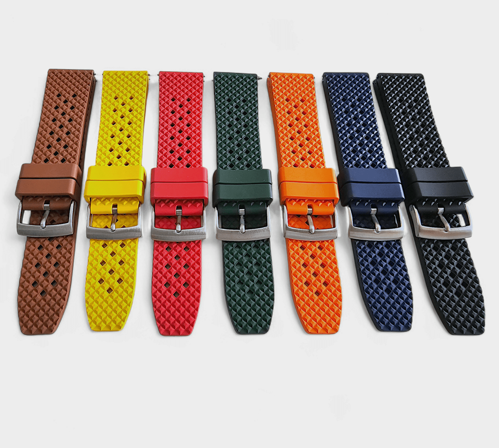 FKM Rubber Honeycomb Divers Watch Strap Band 20mm 22mm Brown - Wrist Envy