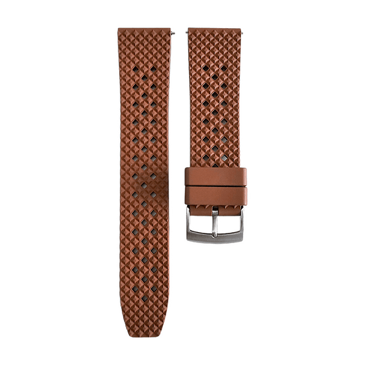 FKM Rubber Honeycomb Divers Watch Strap Band 20mm 22mm Brown - Wrist Envy