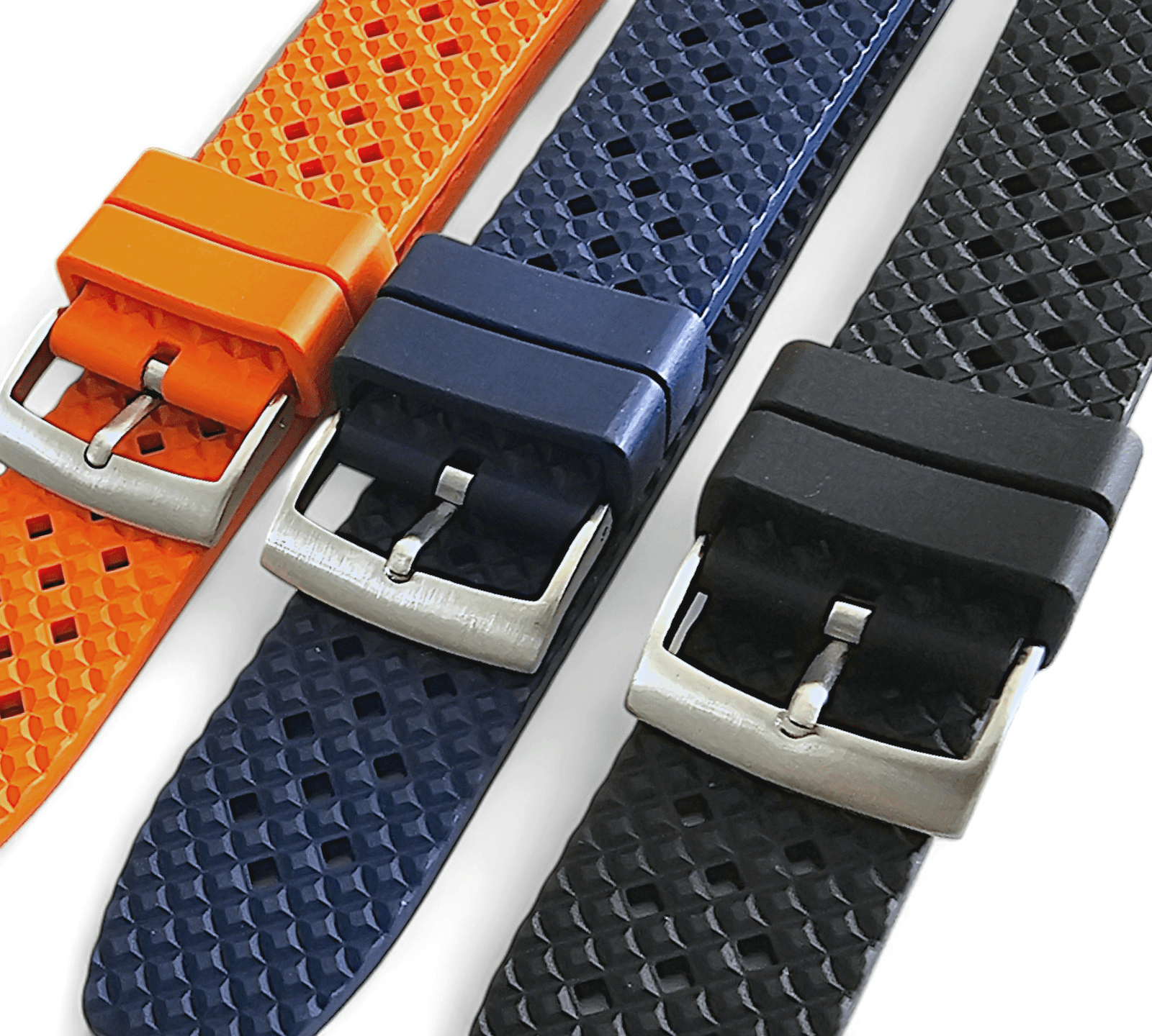 FKM Rubber Honeycomb Divers Watch Strap Band 20mm 22mm Orange - Wrist Envy