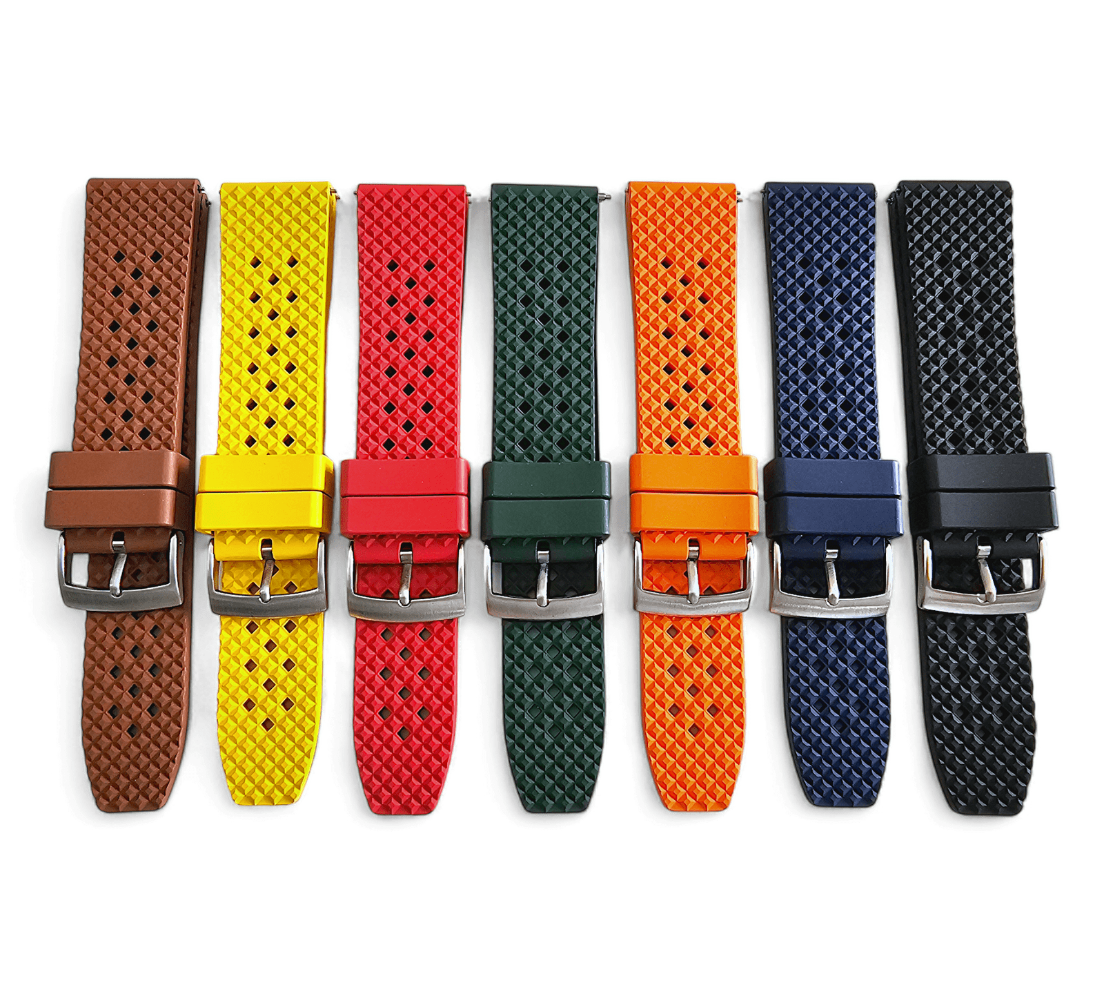 FKM Rubber Honeycomb Divers Watch Strap Band 20mm 22mm Orange - Wrist Envy