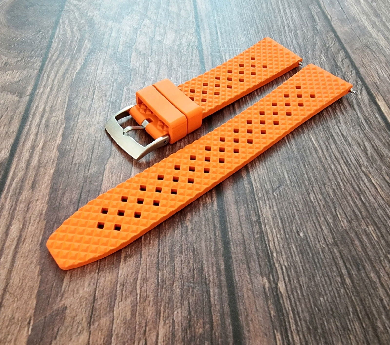FKM Rubber Honeycomb Divers Watch Strap Band 20mm 22mm Orange - Wrist Envy