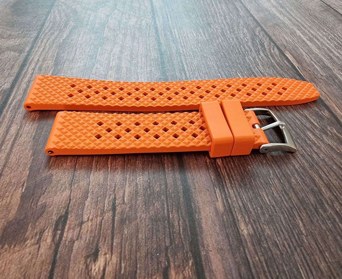 FKM Rubber Honeycomb Divers Watch Strap Band 20mm 22mm Orange - Wrist Envy