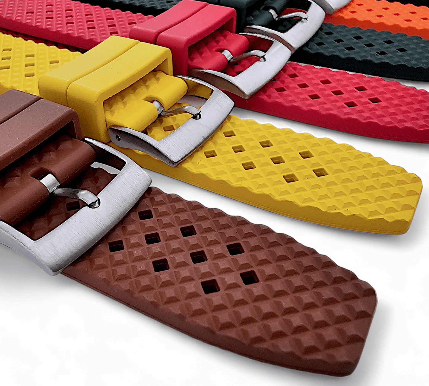 FKM Rubber Honeycomb Divers Watch Strap Band 20mm 22mm Yellow - Wrist Envy