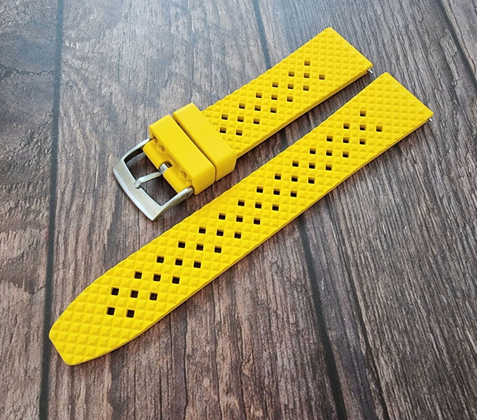 FKM Rubber Honeycomb Divers Watch Strap Band 20mm 22mm Yellow - Wrist Envy