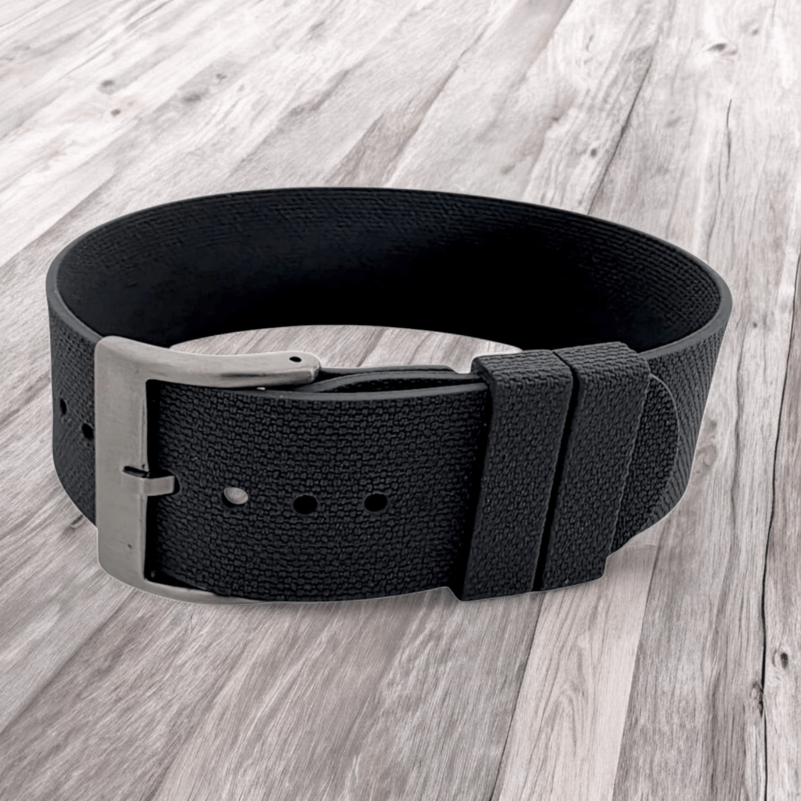 FKM Rubber One Piece Watch Strap Band 1.4mm 20mm 22mm Black - Wrist Envy