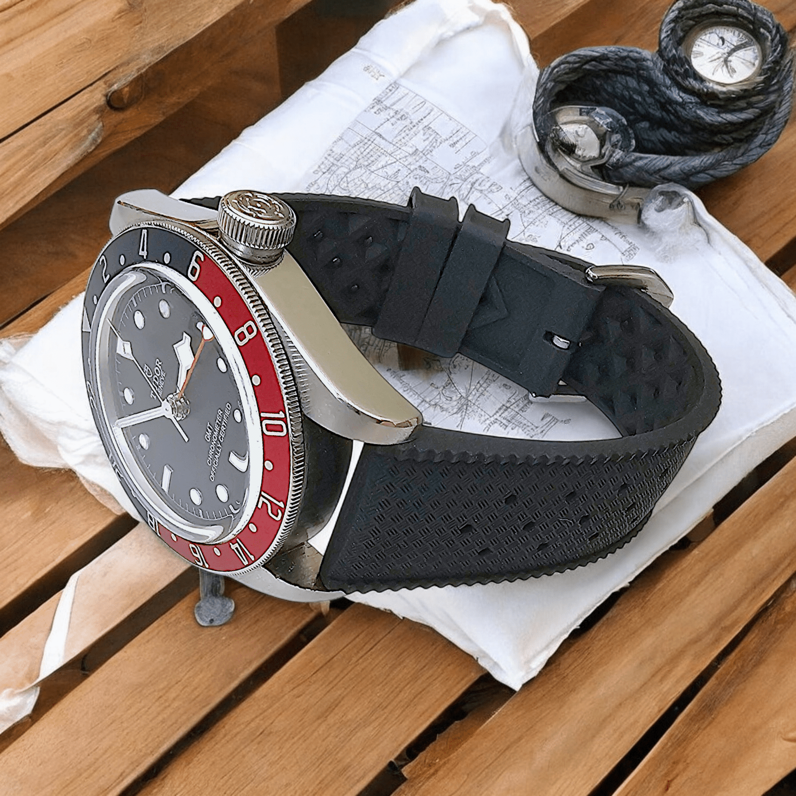 FKM Rubber Tropical Divers High Quality Watch Strap Band 20mm 22mm Black - Wrist Envy