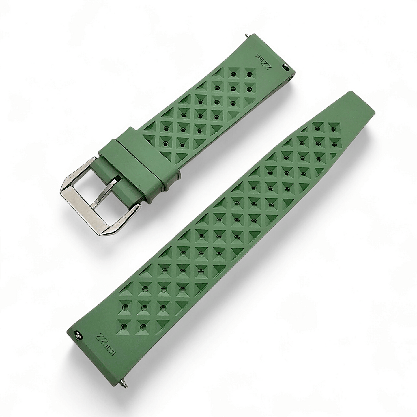 FKM Rubber Tropical Divers High Quality Watch Strap Band 20mm 22mm Green - Wrist Envy