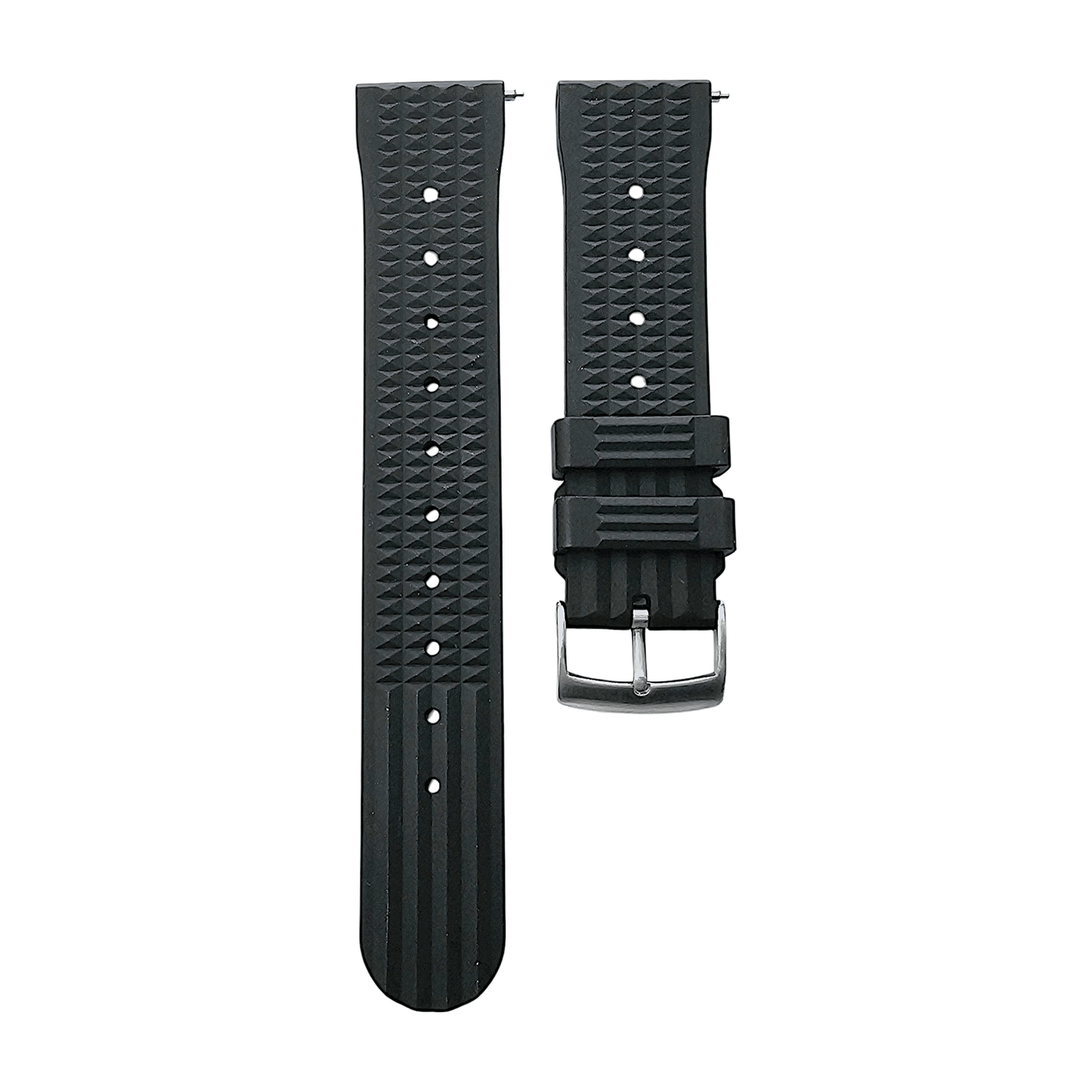 FKM Rubber Waffle Divers High Quality Watch Strap Band 20mm 22mm Black - Wrist Envy