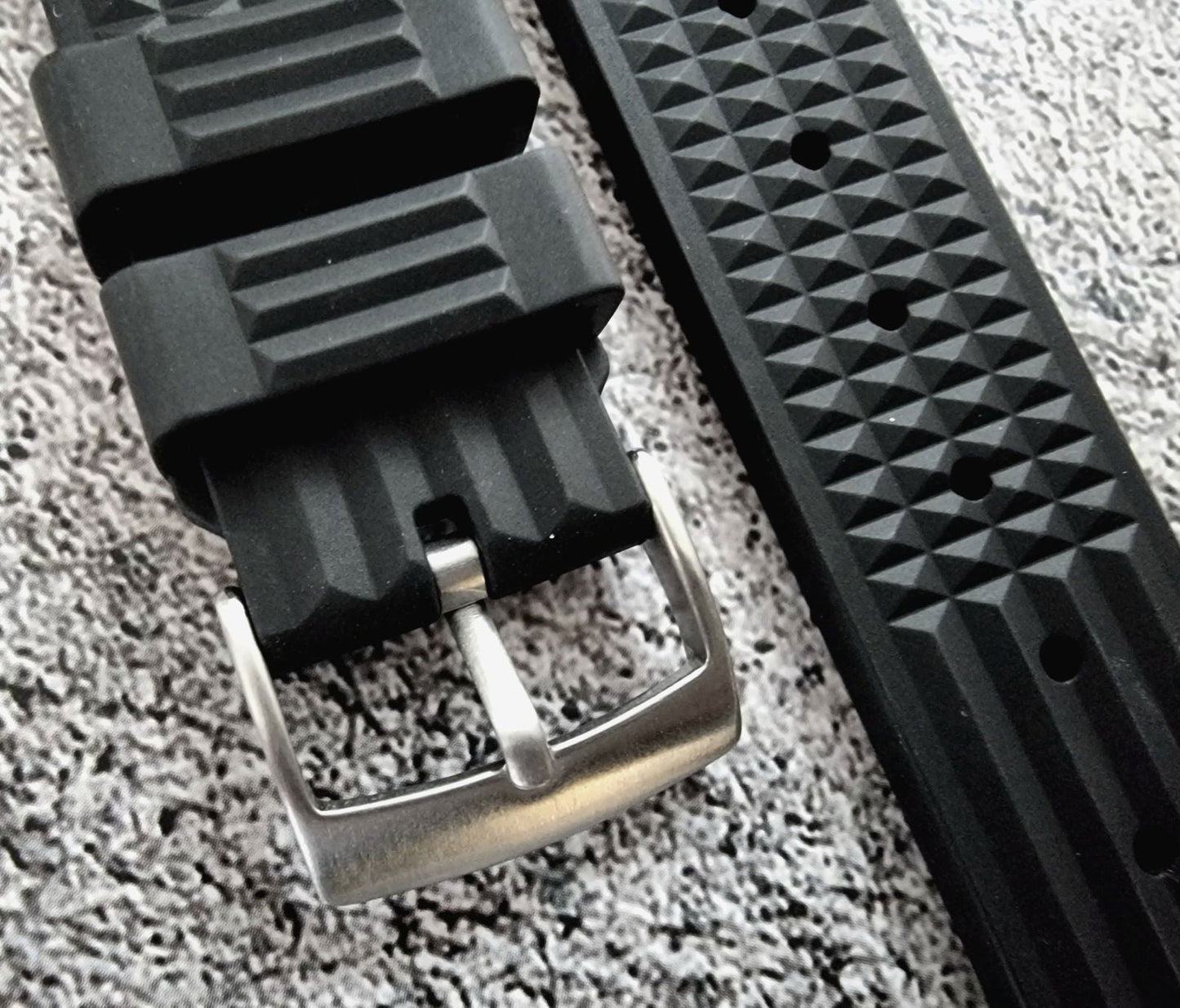 FKM Rubber Waffle Divers High Quality Watch Strap Band 20mm 22mm Black - Wrist Envy