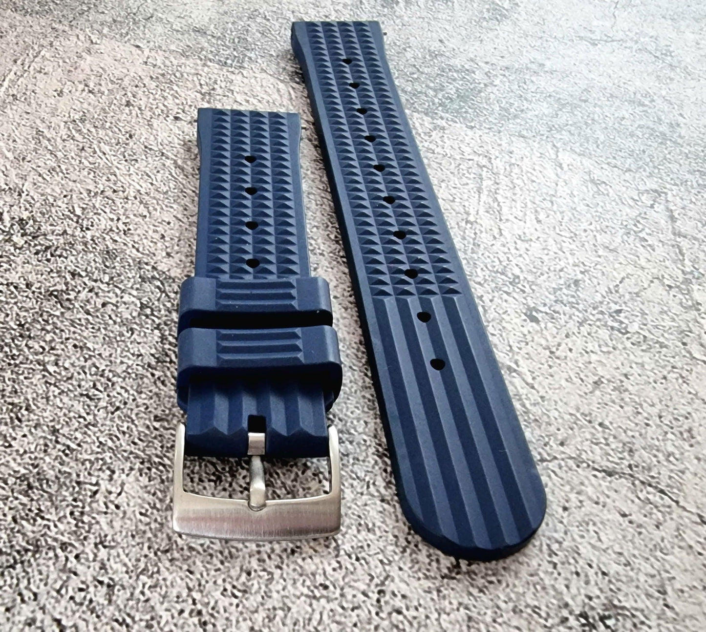 FKM Rubber Waffle Divers High Quality Watch Strap Band 20mm 22mm Blue - Wrist Envy