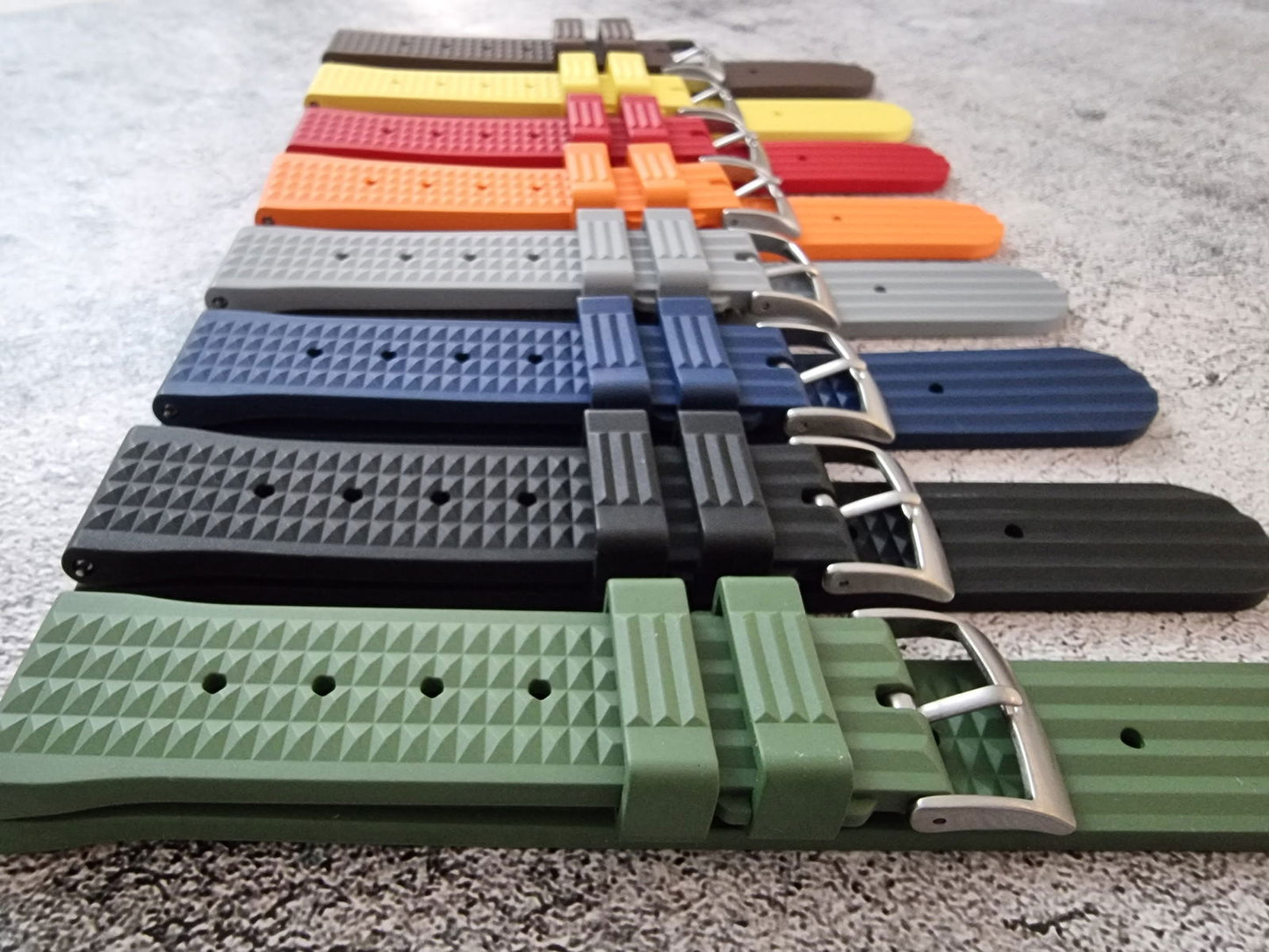 FKM Rubber Waffle Divers High Quality Watch Strap Band 20mm 22mm Blue - Wrist Envy