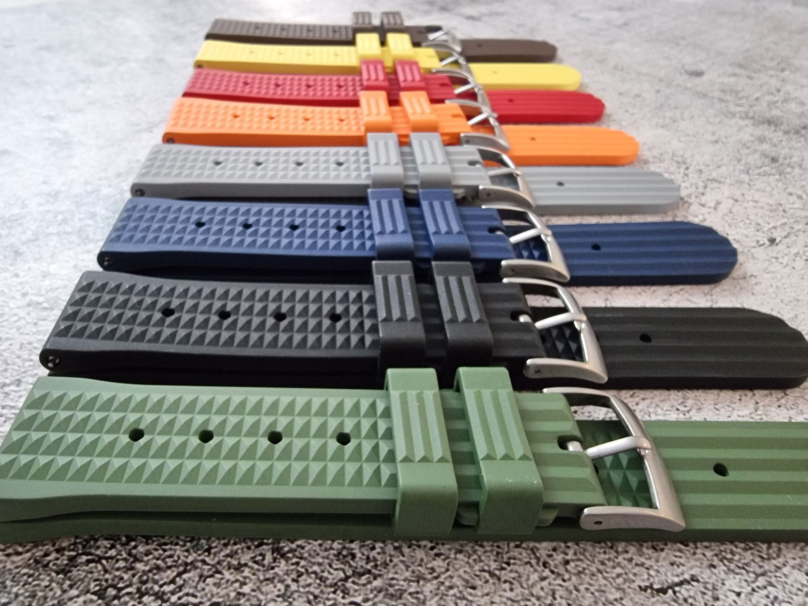 FKM Rubber Waffle Divers High Quality Watch Strap Band 20mm 22mm Blue - Wrist Envy
