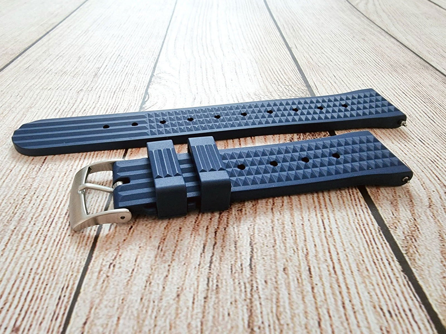 FKM Rubber Waffle Divers High Quality Watch Strap Band 20mm 22mm Blue - Wrist Envy