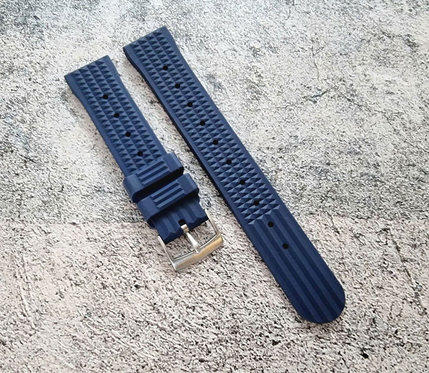 FKM Rubber Waffle Divers High Quality Watch Strap Band 20mm 22mm Blue - Wrist Envy