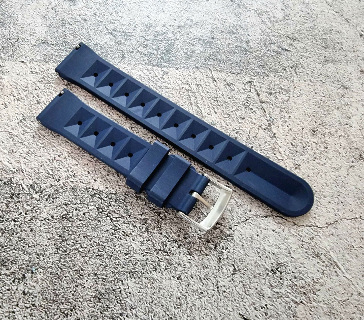 FKM Rubber Waffle Divers High Quality Watch Strap Band 20mm 22mm Blue - Wrist Envy