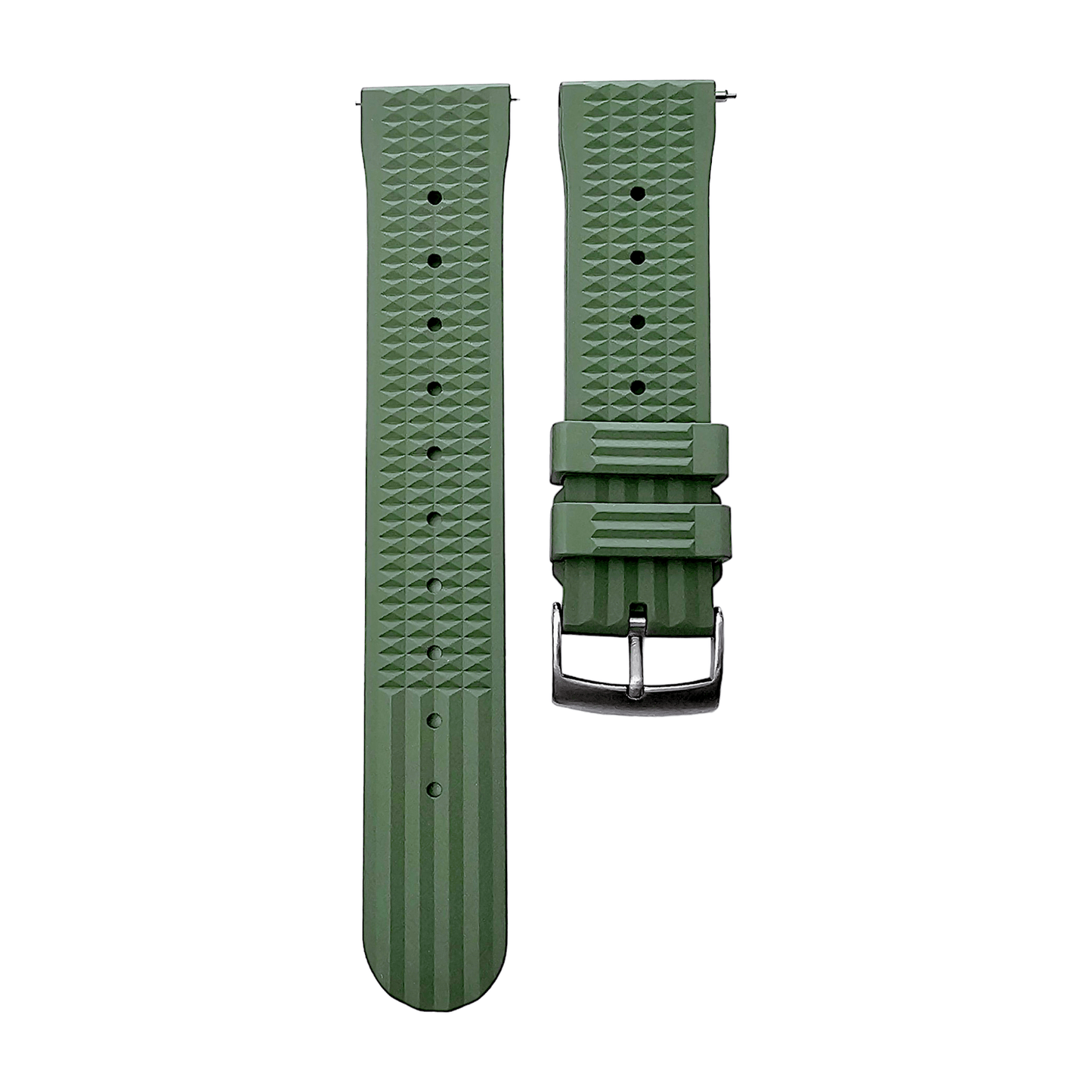 FKM Rubber Waffle Divers High Quality Watch Strap Band 20mm 22mm Green - Wrist Envy