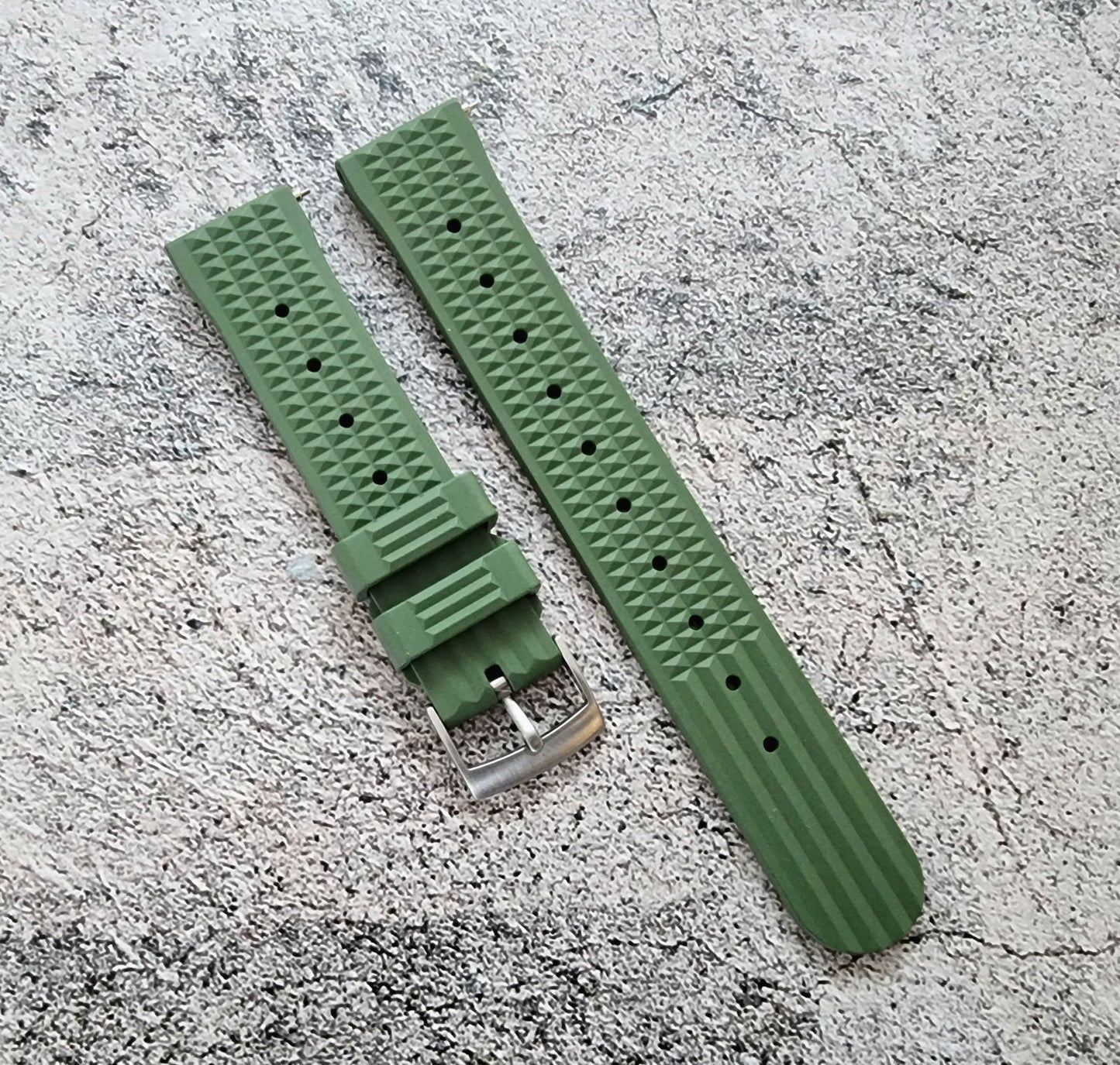 FKM Rubber Waffle Divers High Quality Watch Strap Band 20mm 22mm Green - Wrist Envy