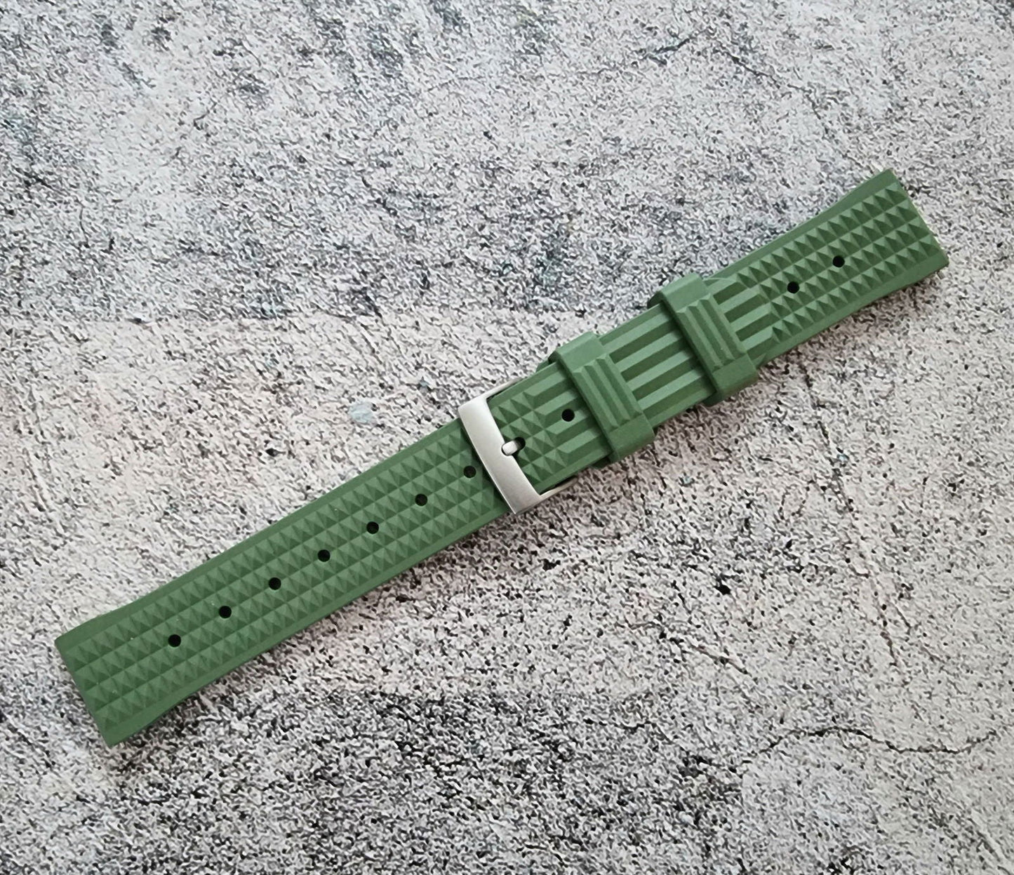 FKM Rubber Waffle Divers High Quality Watch Strap Band 20mm 22mm Green - Wrist Envy