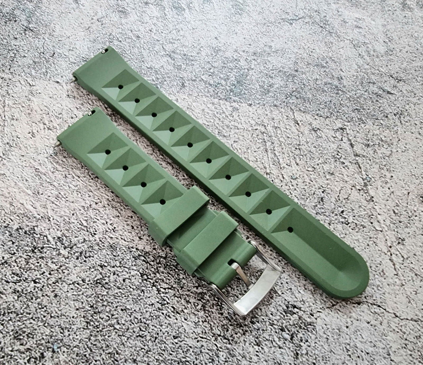 FKM Rubber Waffle Divers High Quality Watch Strap Band 20mm 22mm Green - Wrist Envy