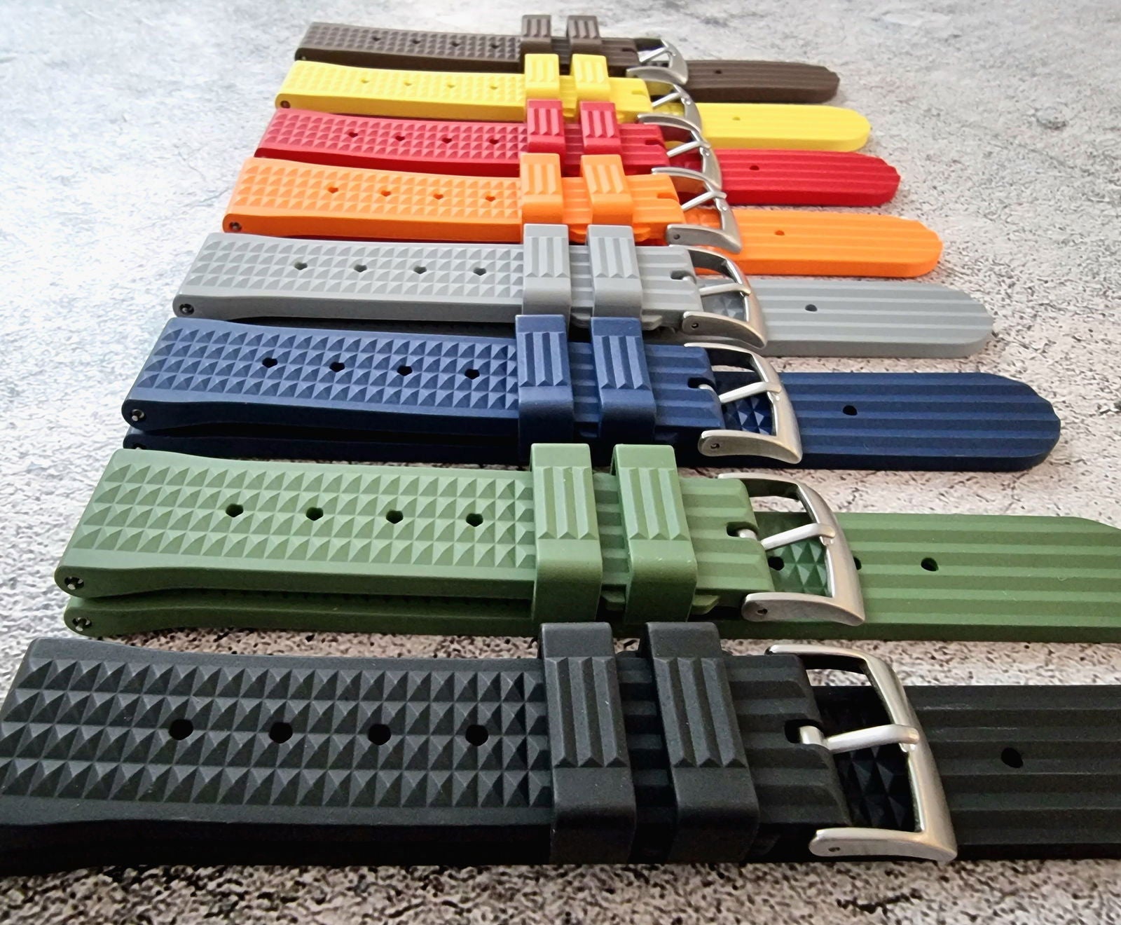 FKM Rubber Waffle Divers High Quality Watch Strap Band 20mm 22mm Green - Wrist Envy