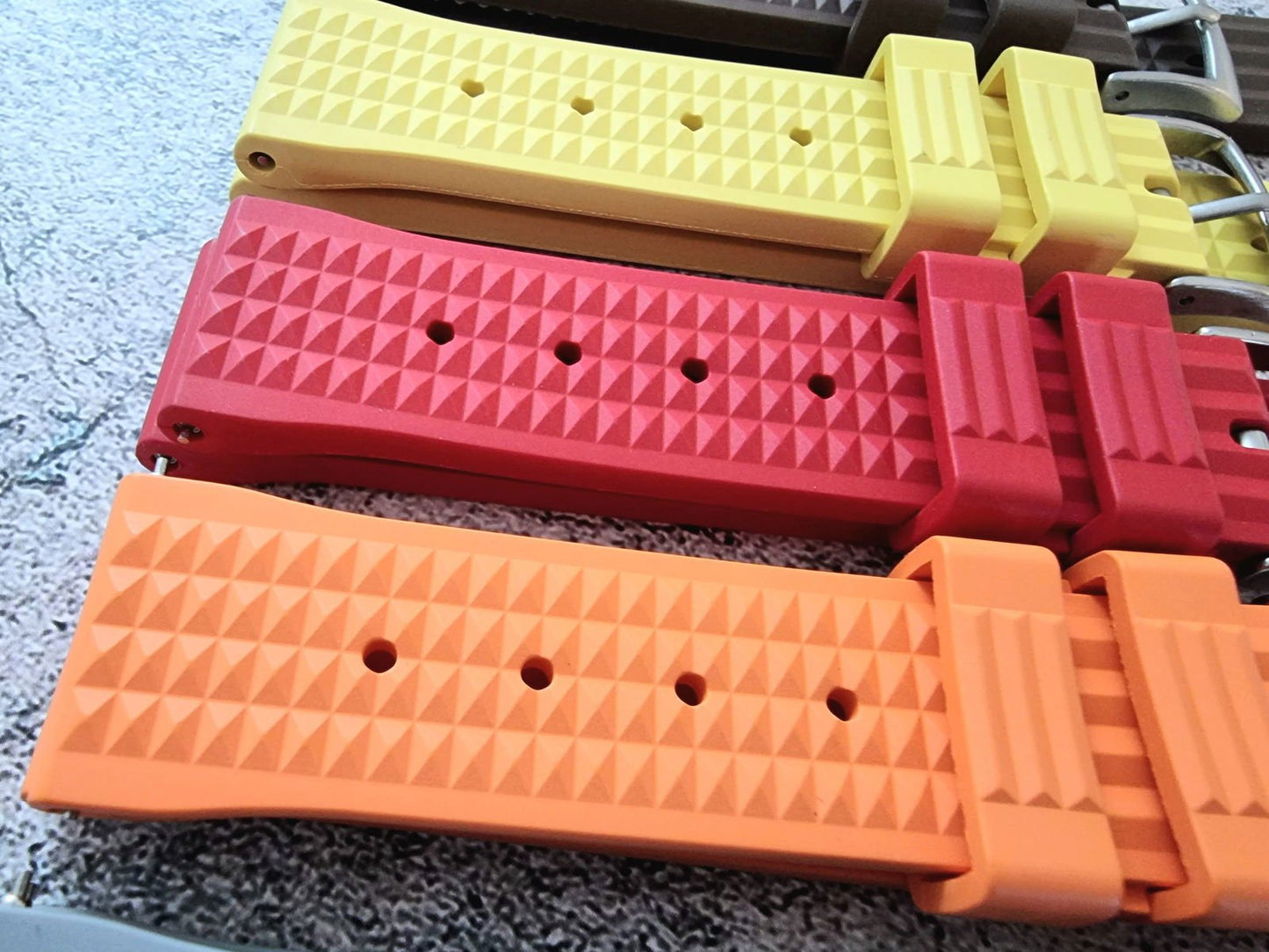 FKM Rubber Waffle Divers High Quality Watch Strap Band 20mm 22mm Orange - Wrist Envy