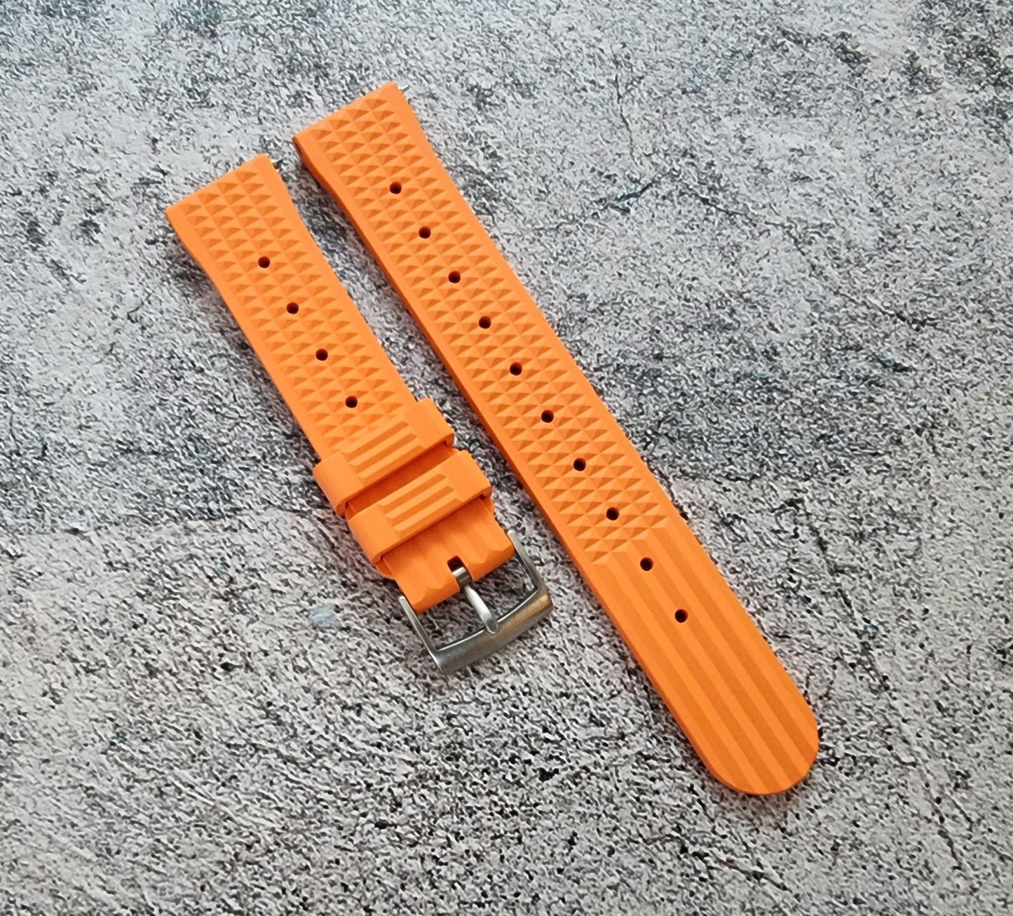 FKM Rubber Waffle Divers High Quality Watch Strap Band 20mm 22mm Orange - Wrist Envy