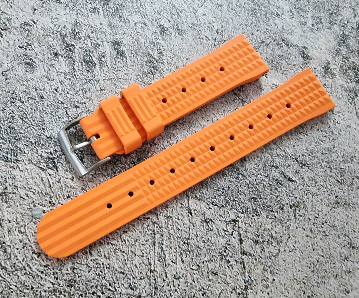 FKM Rubber Waffle Divers High Quality Watch Strap Band 20mm 22mm Orange - Wrist Envy