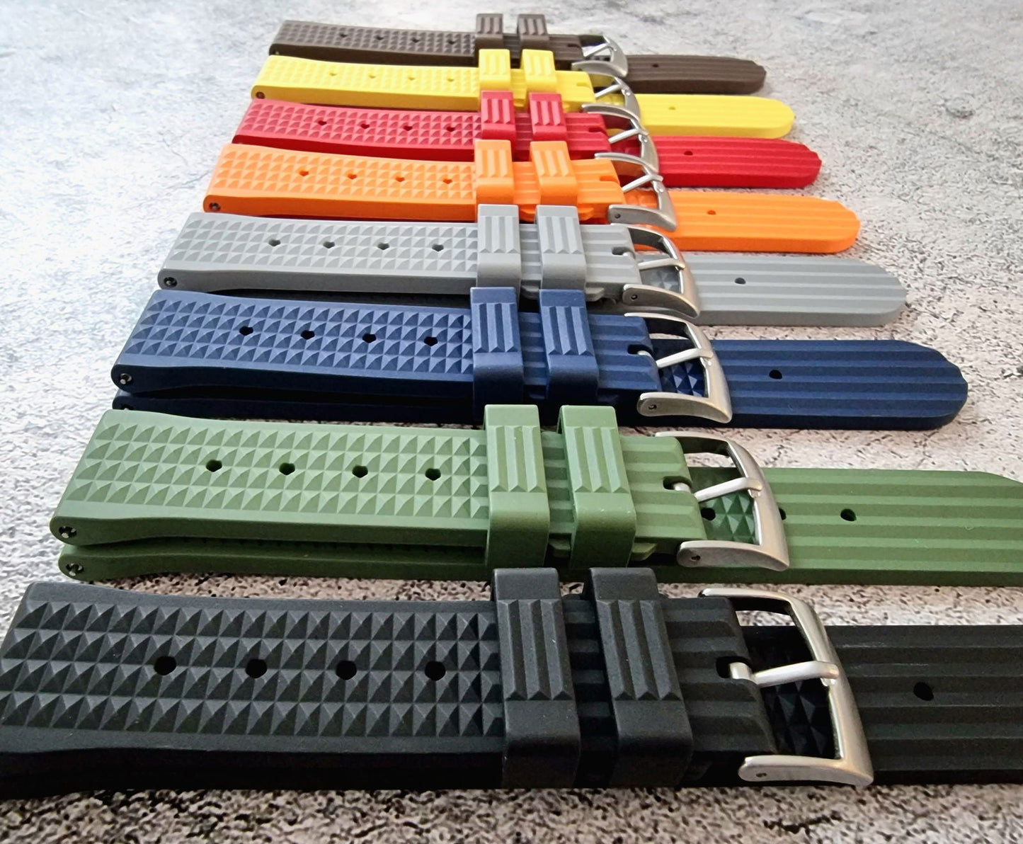 FKM Rubber Waffle Divers High Quality Watch Strap Band 20mm 22mm Orange - Wrist Envy