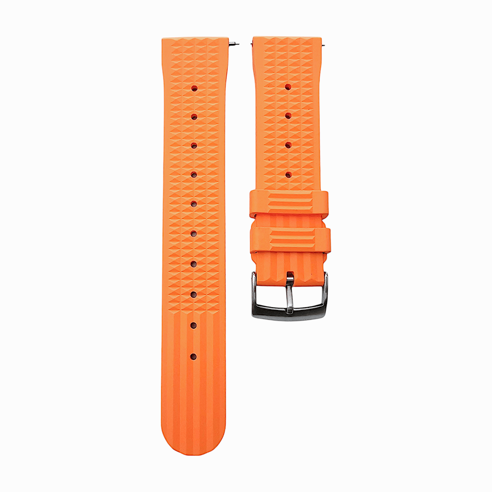 FKM Rubber Waffle Divers High Quality Watch Strap Band 20mm 22mm Orange - Wrist Envy