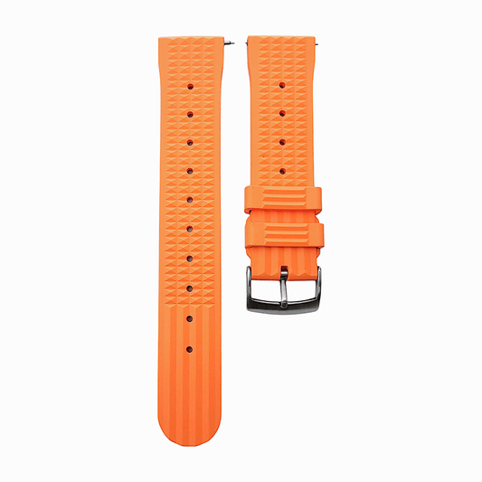 FKM Rubber Waffle Divers High Quality Watch Strap Band 20mm 22mm Orange - Wrist Envy