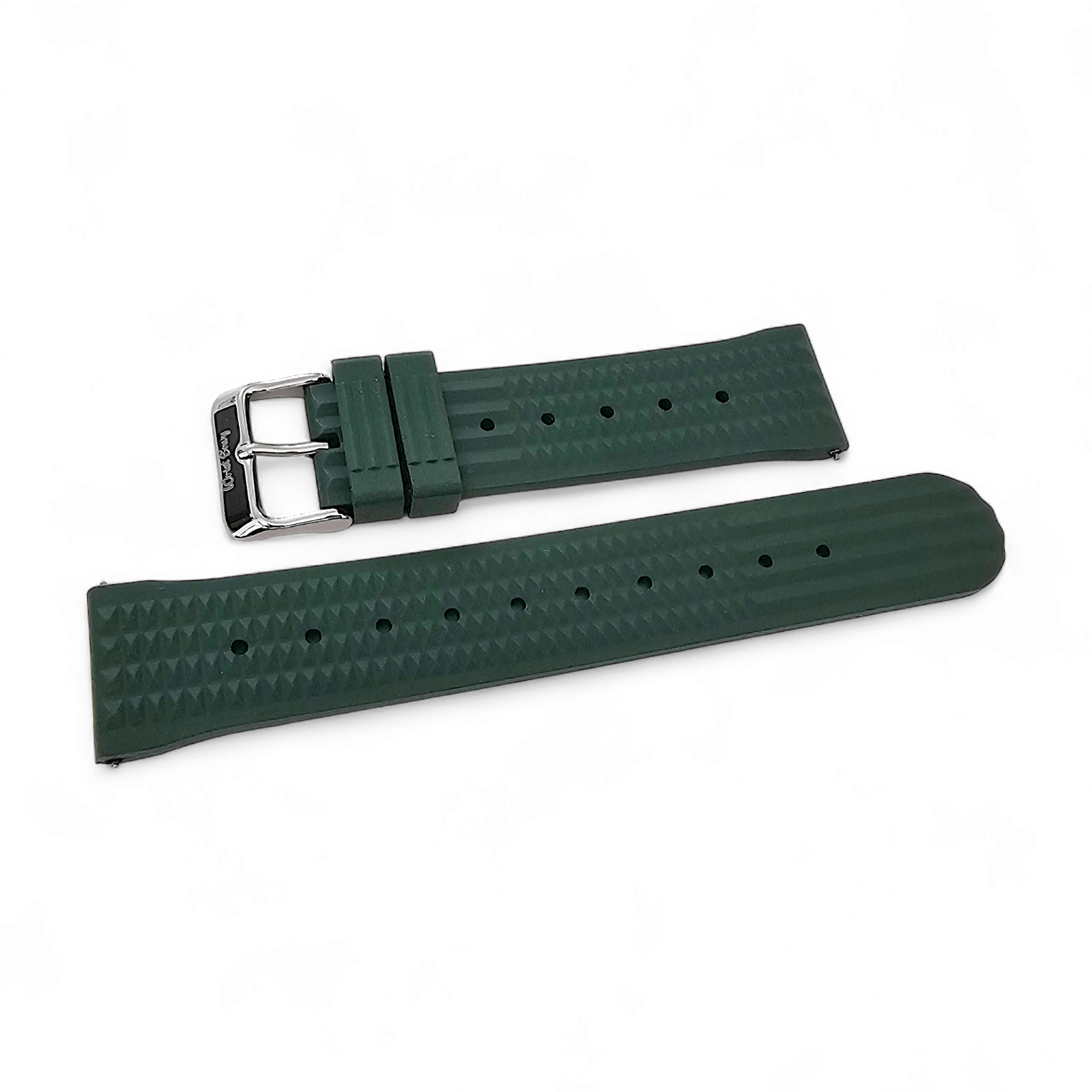 FKM Rubber Waffle Watch Strap Band Retro Divers Forrest Green 22mm - Wrist Envy