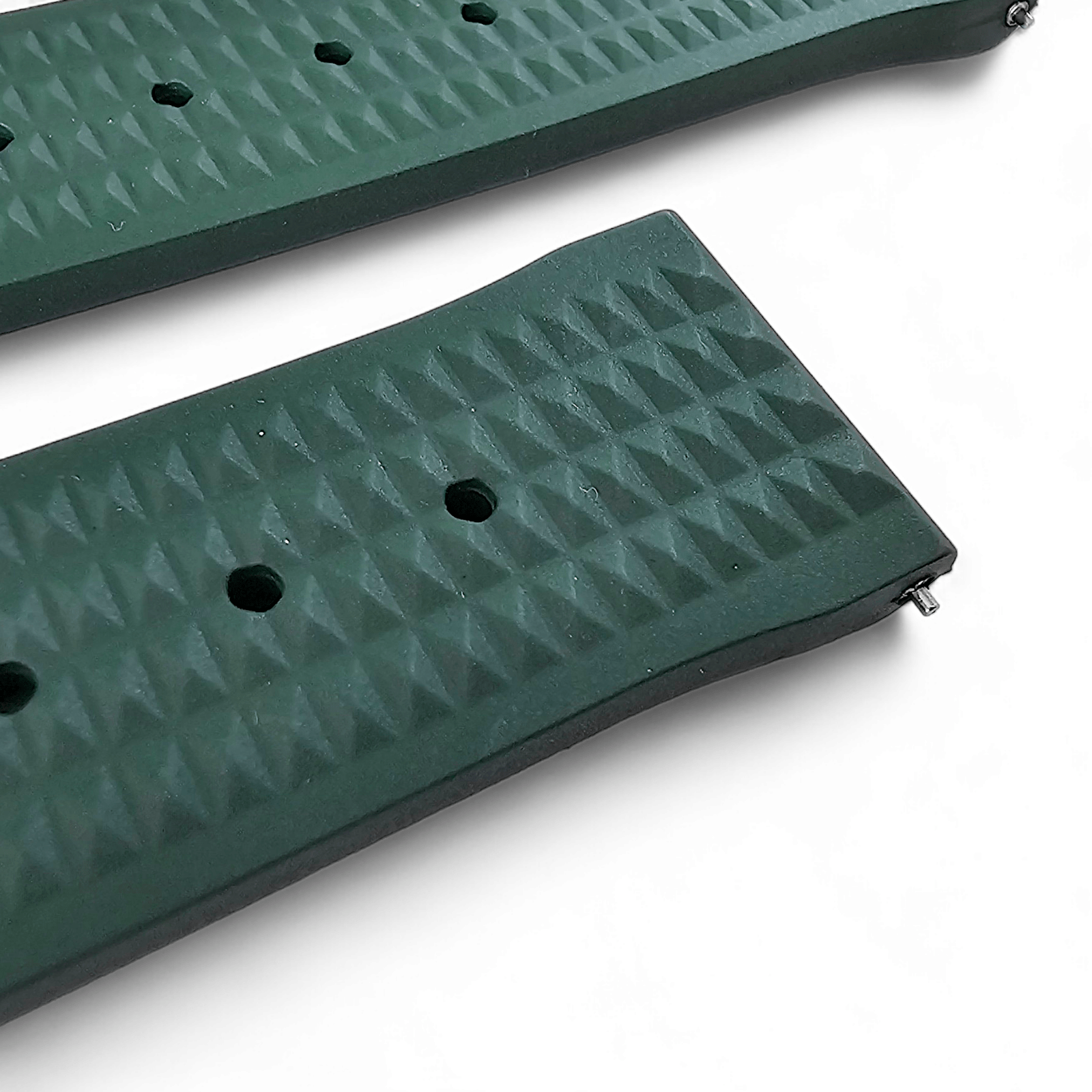 FKM Rubber Waffle Watch Strap Band Retro Divers Forrest Green 22mm - Wrist Envy