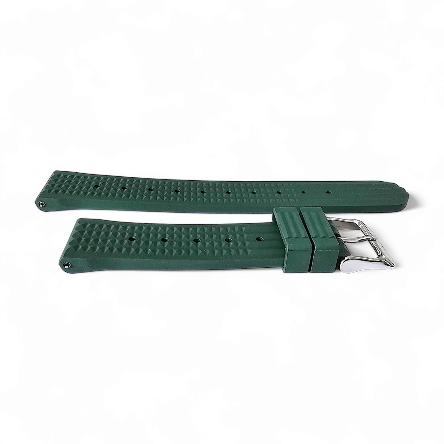 FKM Rubber Waffle Watch Strap Band Retro Divers Forrest Green 22mm - Wrist Envy