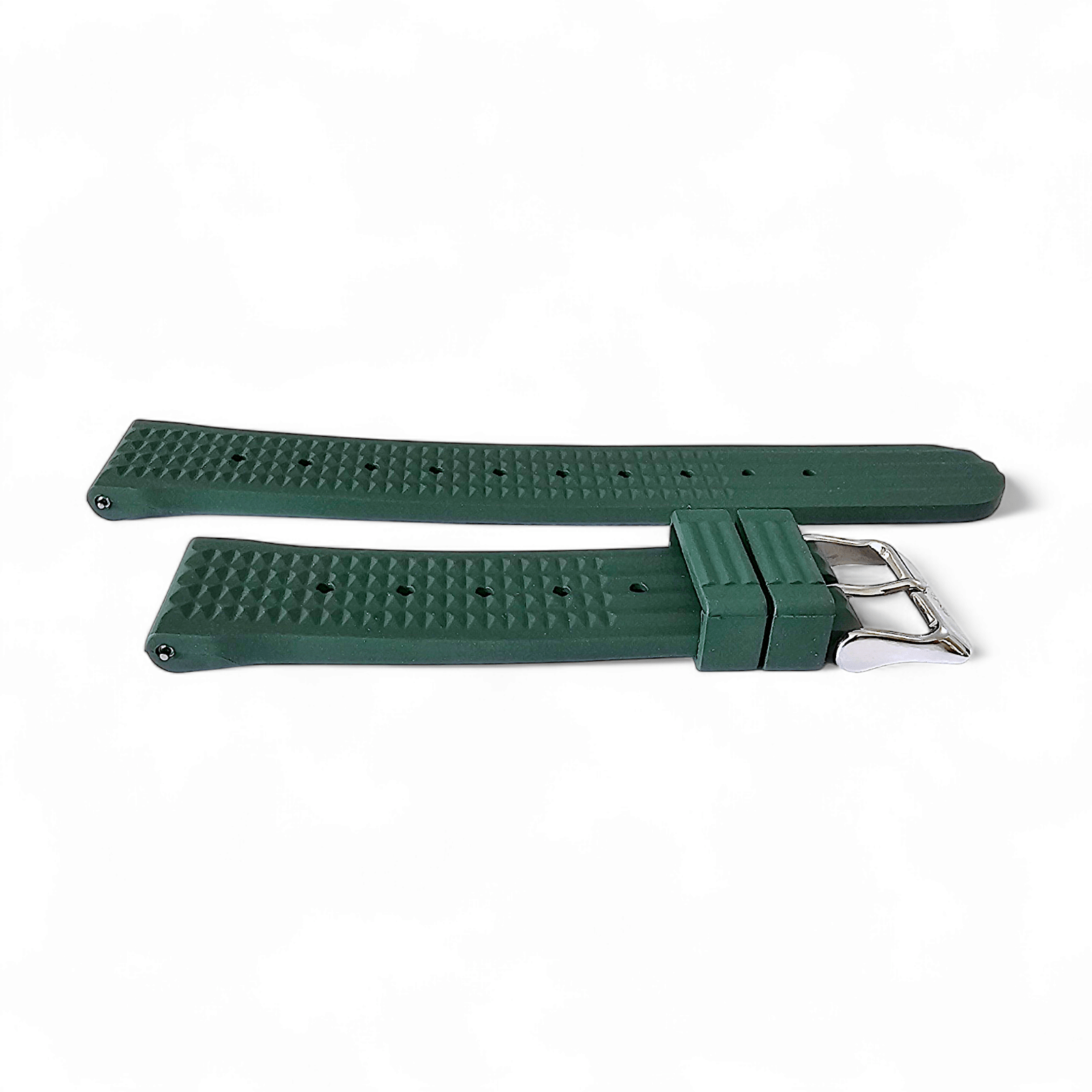 FKM Rubber Waffle Watch Strap Band Retro Divers Forrest Green 22mm - Wrist Envy