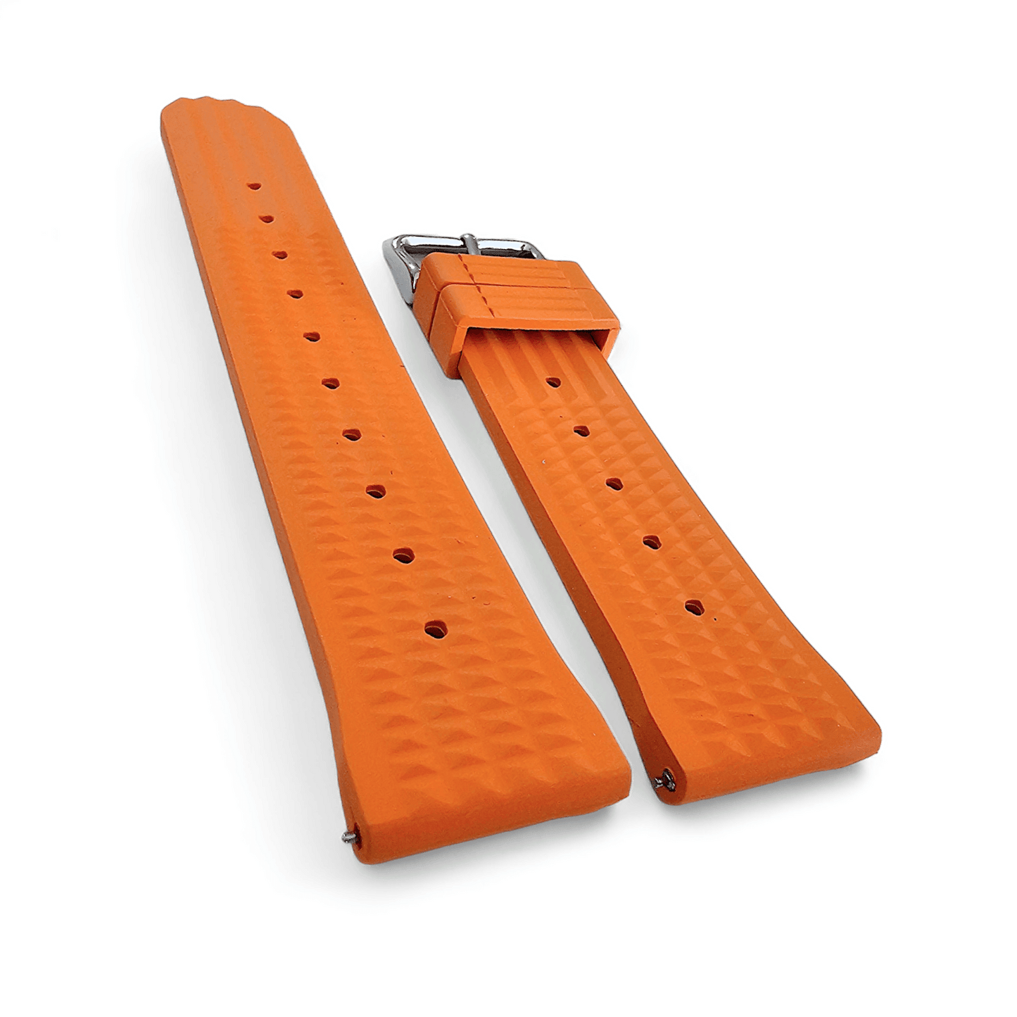 FKM Rubber Waffle Watch Strap Band Retro Divers Orange 20mm 22mm - Wrist Envy