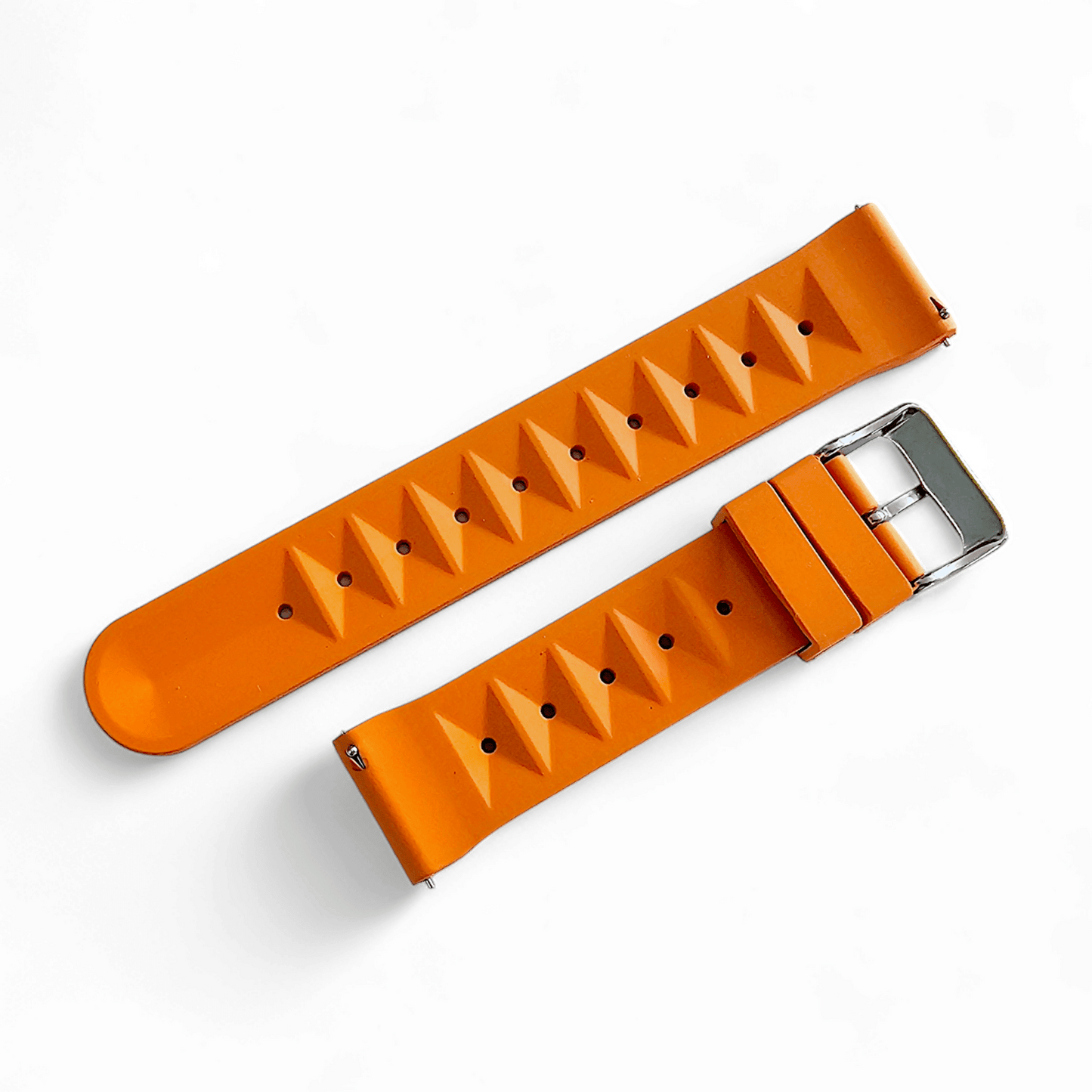 FKM Rubber Waffle Watch Strap Band Retro Divers Orange 20mm 22mm - Wrist Envy