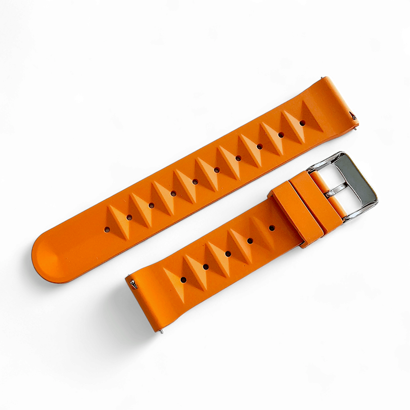 FKM Rubber Waffle Watch Strap Band Retro Divers Orange 20mm 22mm - Wrist Envy