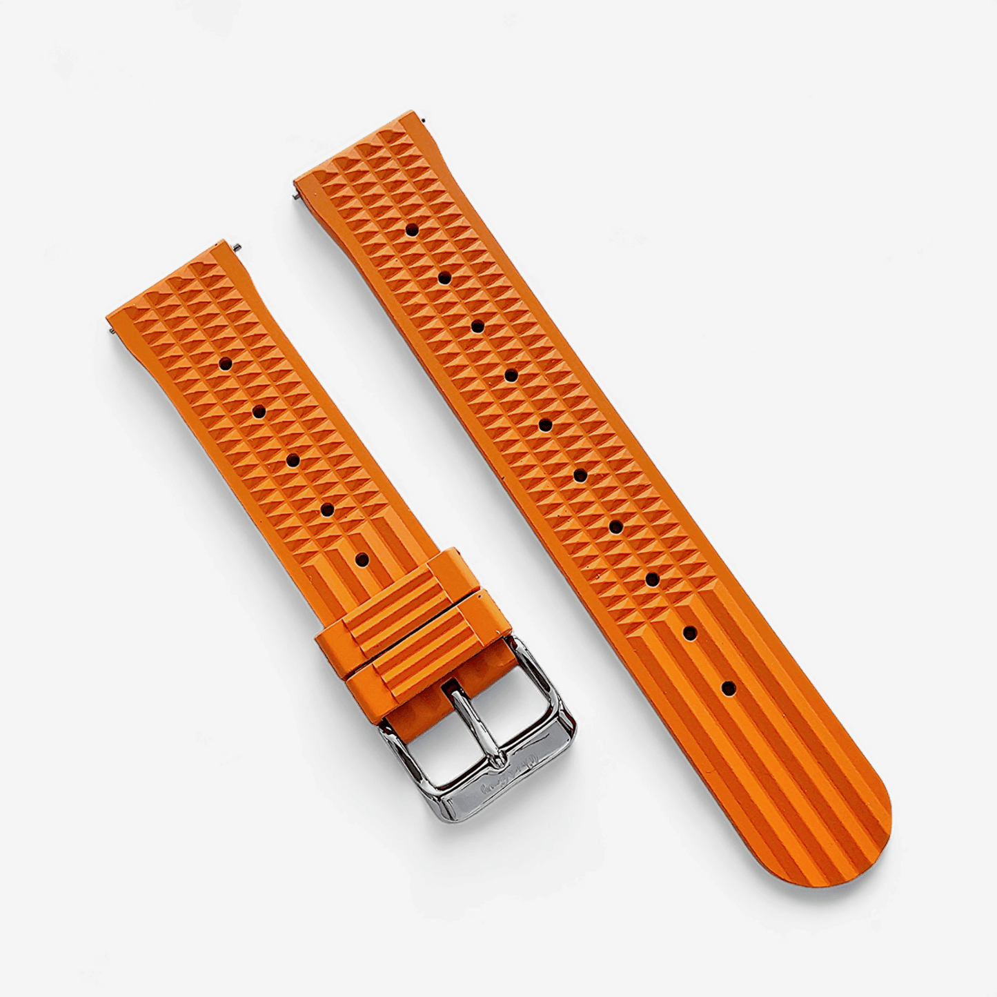 FKM Rubber Waffle Watch Strap Band Retro Divers Orange 20mm 22mm - Wrist Envy