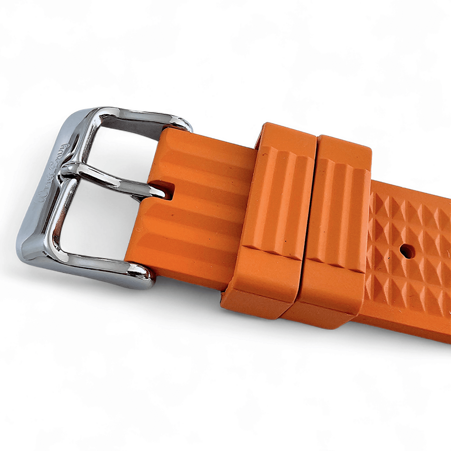 FKM Rubber Waffle Watch Strap Band Retro Divers Orange 20mm 22mm - Wrist Envy
