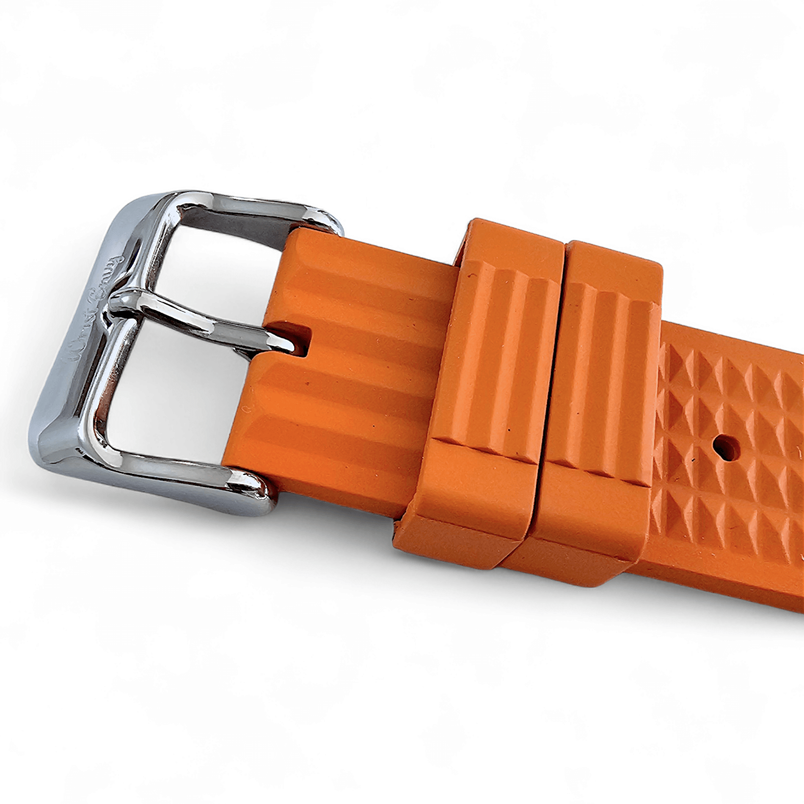 FKM Rubber Waffle Watch Strap Band Retro Divers Orange 20mm 22mm - Wrist Envy
