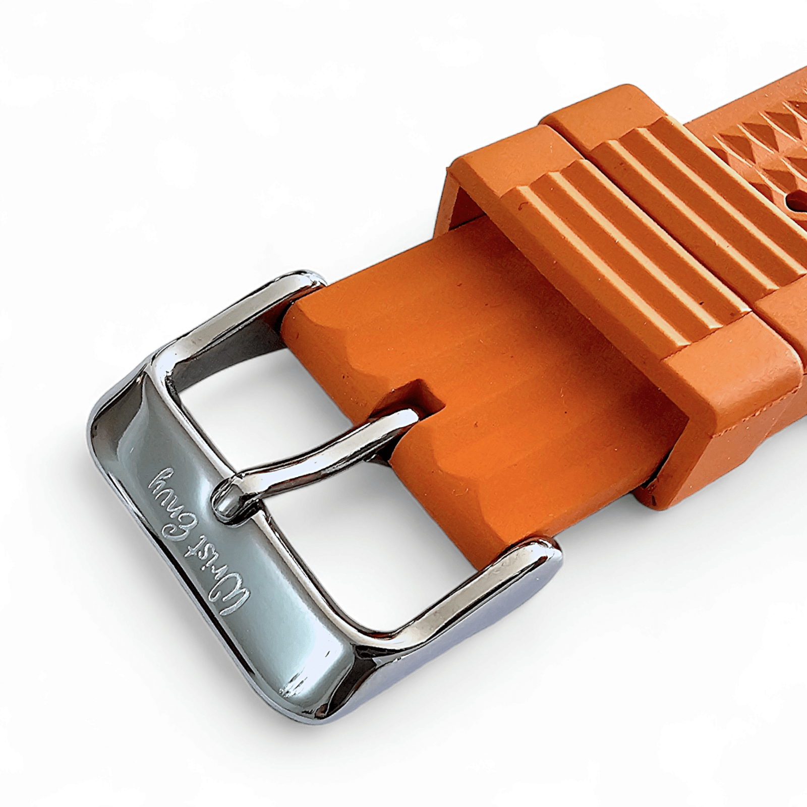 FKM Rubber Waffle Watch Strap Band Retro Divers Orange 20mm 22mm - Wrist Envy