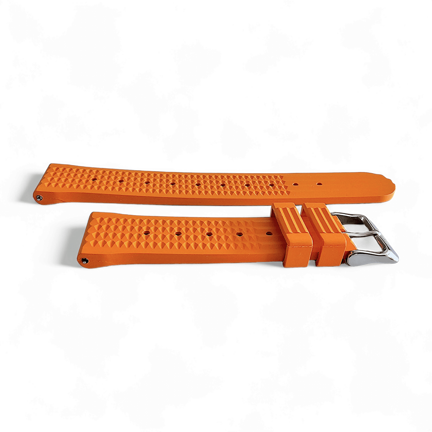 FKM Rubber Waffle Watch Strap Band Retro Divers Orange 20mm 22mm - Wrist Envy