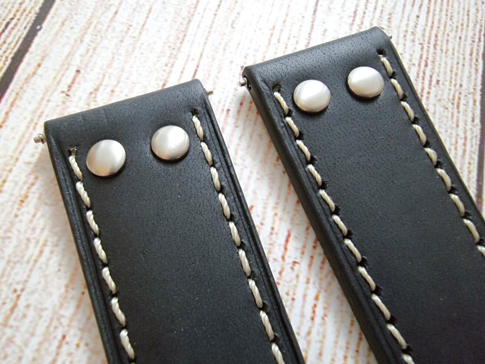 Flieger Watch Strap Rivet Stud Pilot Premium Leather Band 18mm 20mm 22mm 24mm - Wrist Envy