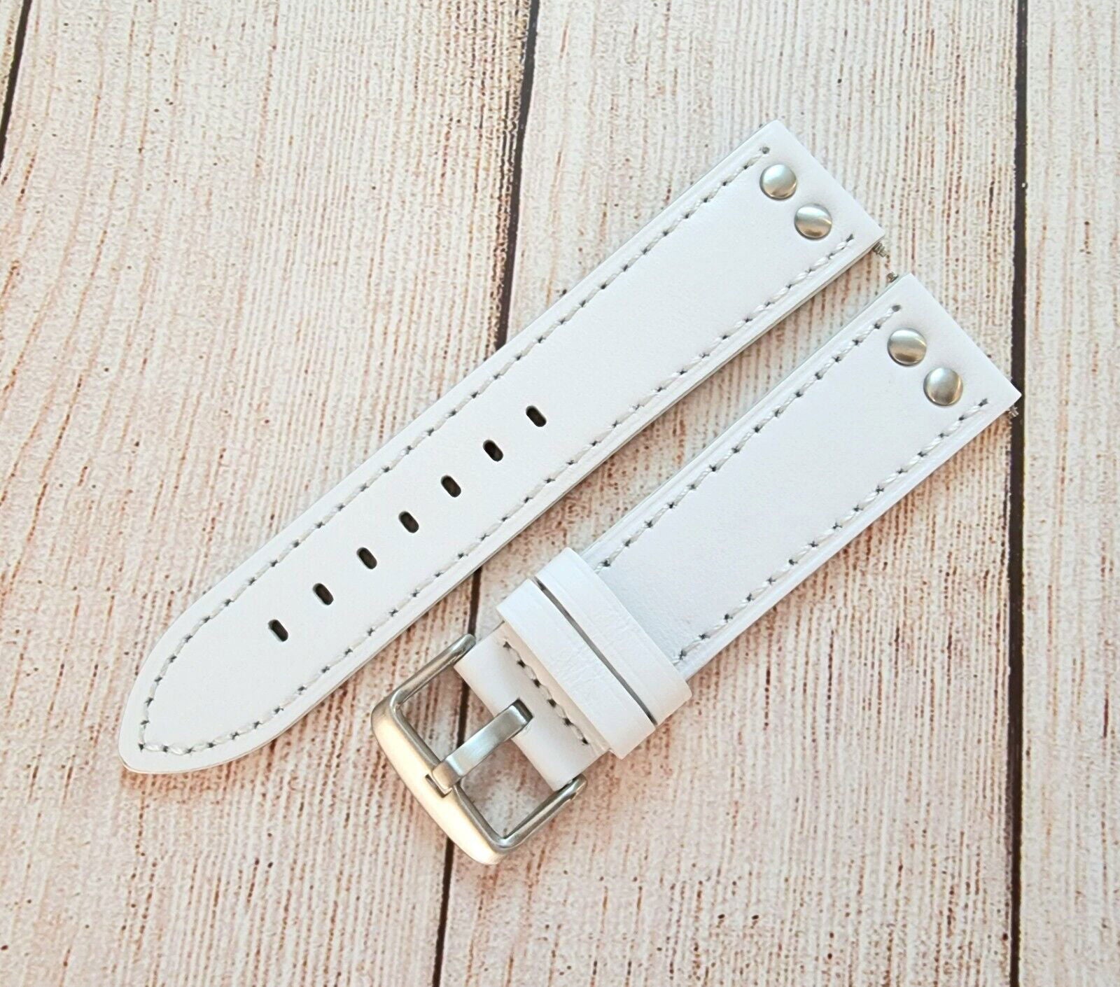 Flieger Watch Strap Rivet Stud Pilot Premium Leather Band 18mm 20mm 22mm 24mm - Wrist Envy