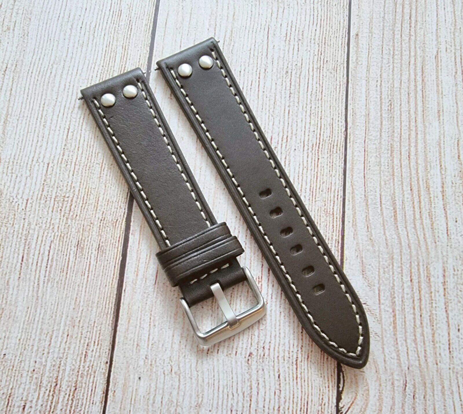 Flieger Watch Strap Rivet Stud Pilot Premium Leather Band 18mm 20mm 22mm 24mm - Wrist Envy
