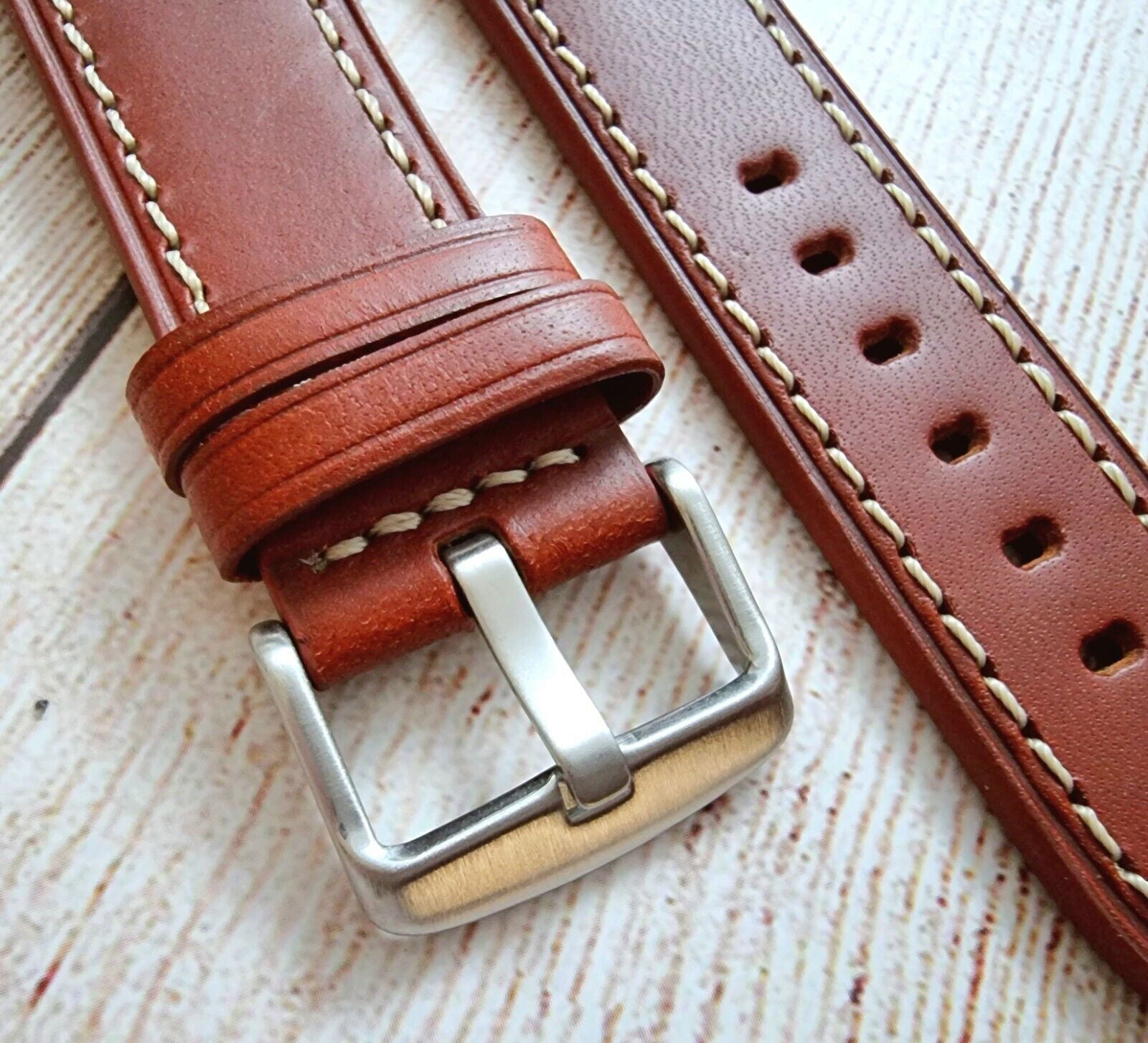 Flieger Watch Strap Rivet Stud Pilot Premium Leather Band 18mm 20mm 22mm 24mm - Wrist Envy