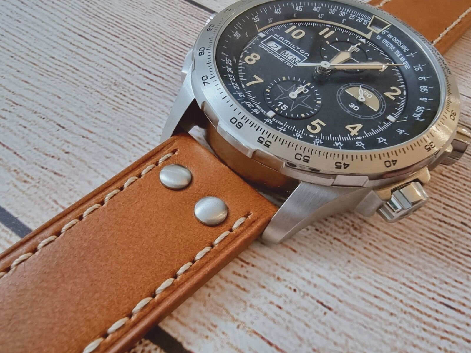 Flieger Watch Strap Rivet Stud Pilot Premium Leather Band 18mm 20mm 22mm 24mm - Wrist Envy