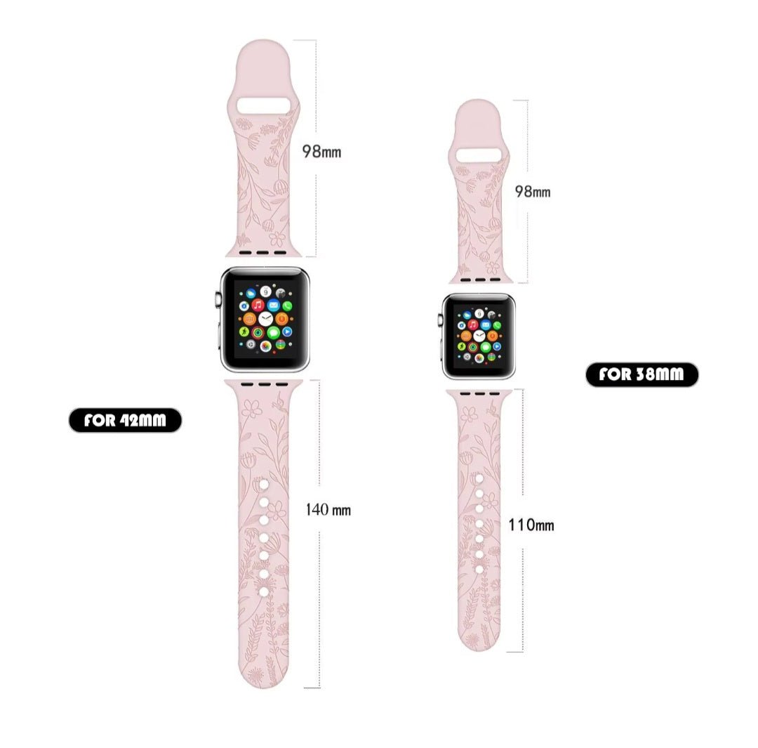 Floral Patterned Silicone Watch Strap For Apple Watch Blue - Wrist Envy