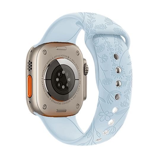 Floral Patterned Silicone Watch Strap For Apple Watch Blue - Wrist Envy
